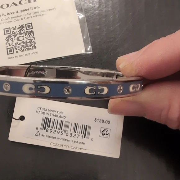 Coach Navy and Silver Logo Bangle - Picture 2 of 5